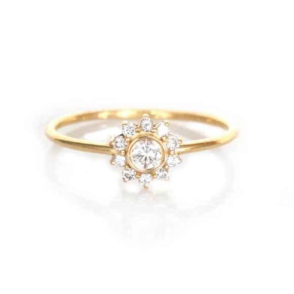 NEW Women's 14k Gold Filled Micro Simulated Diamond Sunflower Ring Size 7 - Picture 4 of 14